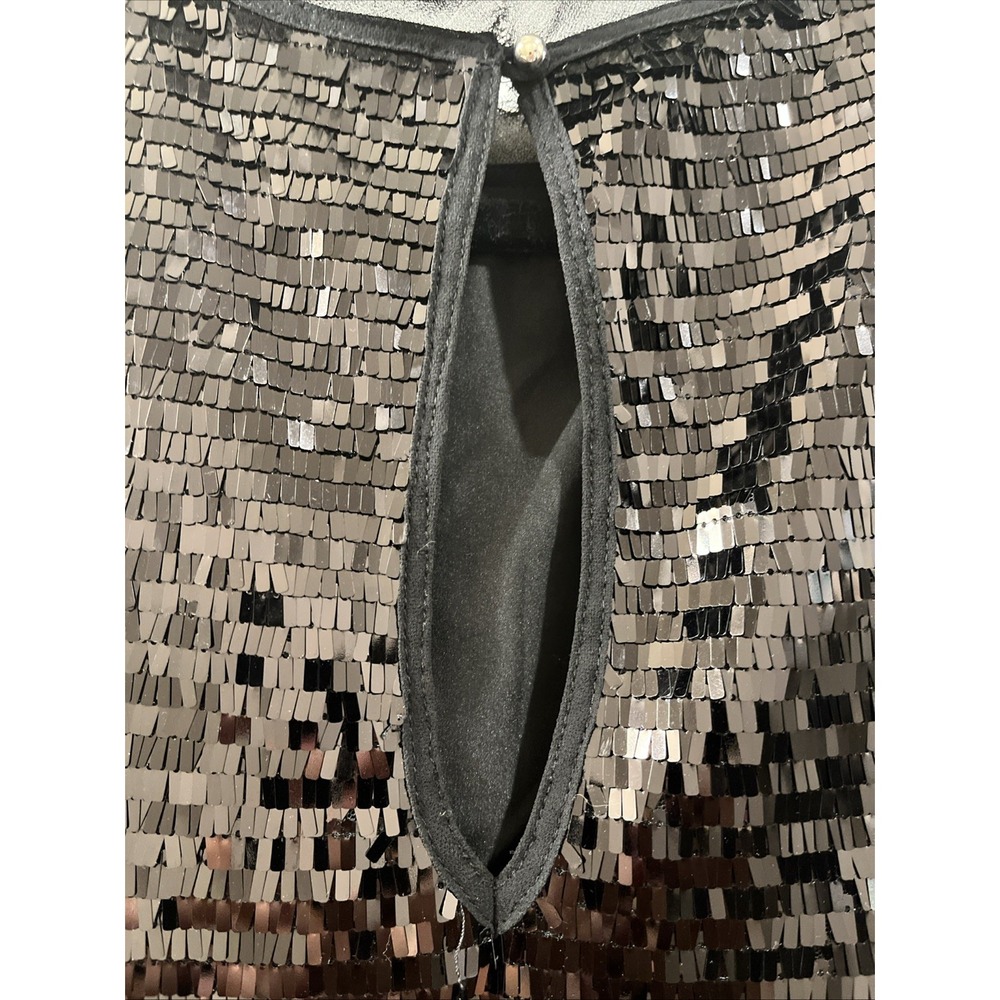 WHO WHAT WEAR Women's Black Sequin Crew Neck Sleeveless Pullover Tank Top M - Picture 6 of 12